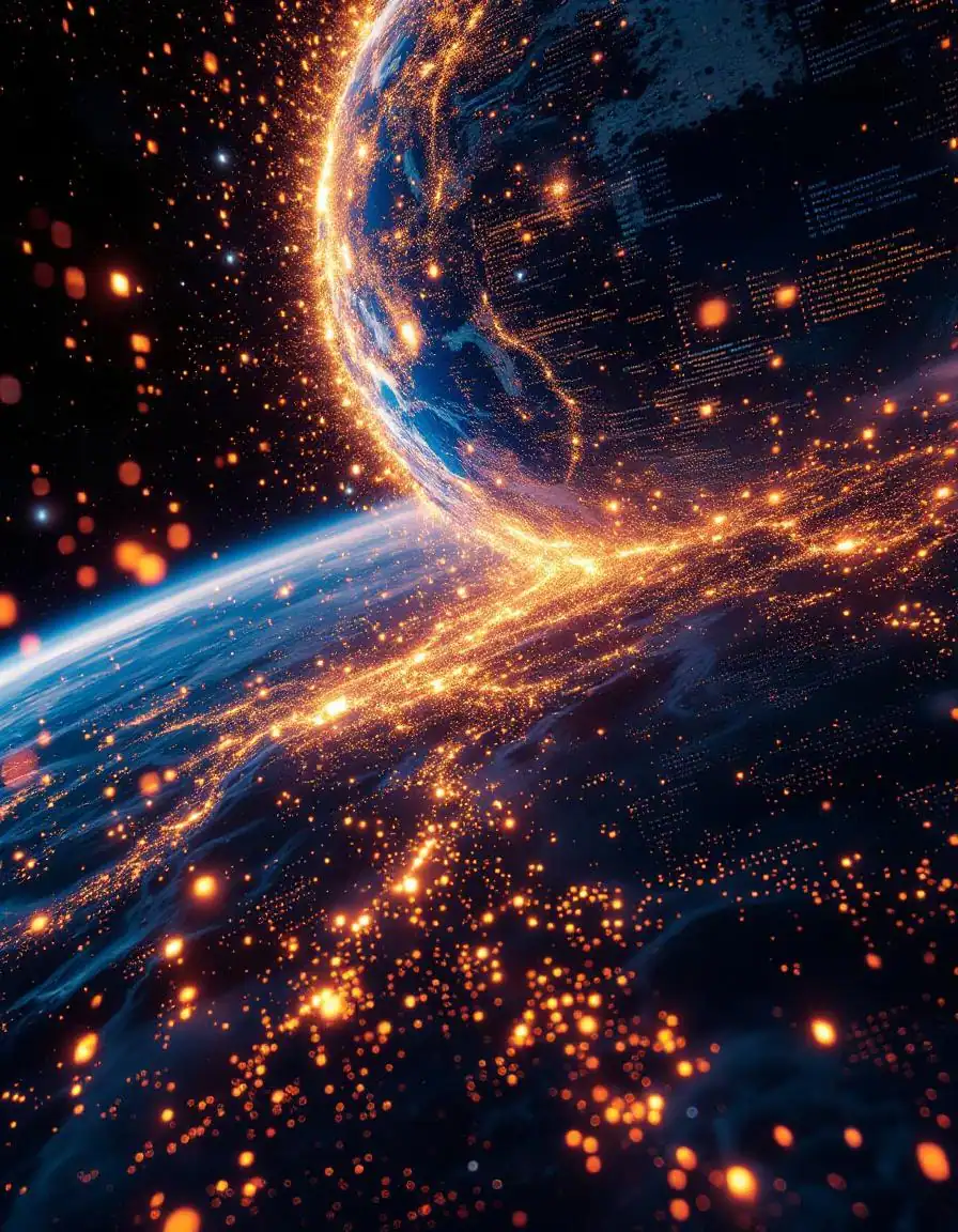 Earth dissolving into digital pixels and code, are we in a simulation